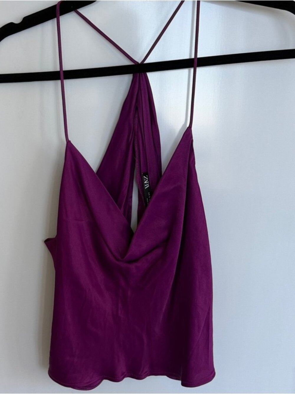 Purple Draped Silky Camisole Top